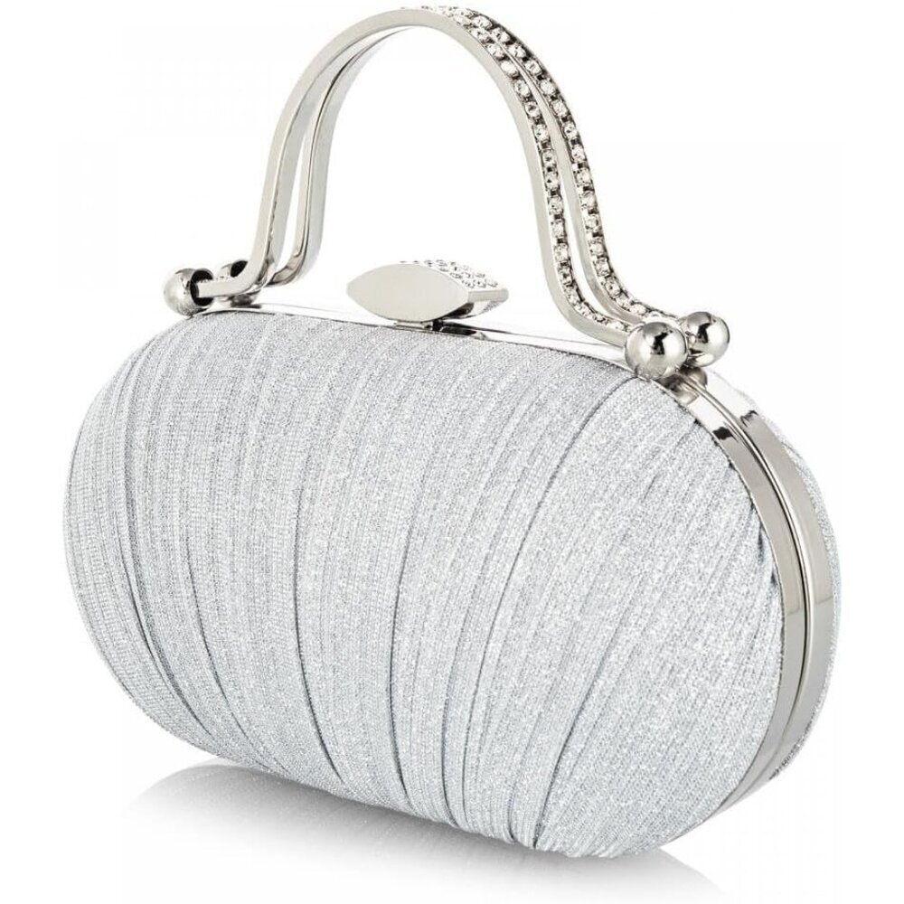Women's Evening Clutch Purse Rhinestone Formal Bag Crossbody Champagne - Picture 1 of 7